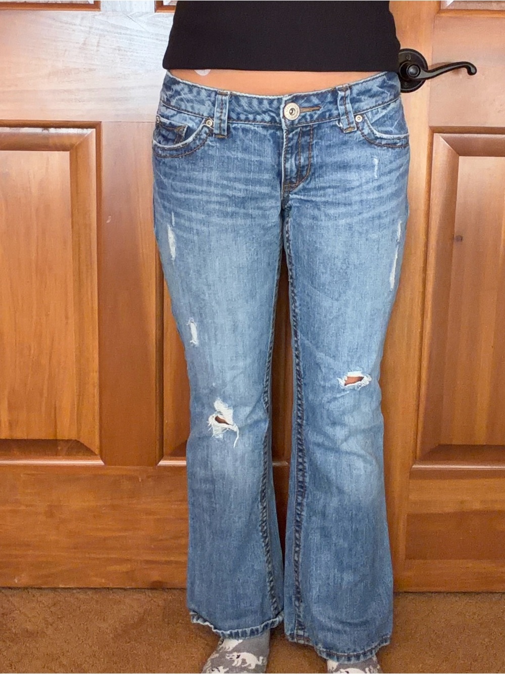 Aéropostale Hailey Skinny Flare low rise distressed jeans women’s 7/8 short